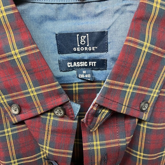 George Men's Burgundy Checkered Shirt. M - Picture 2 of 5